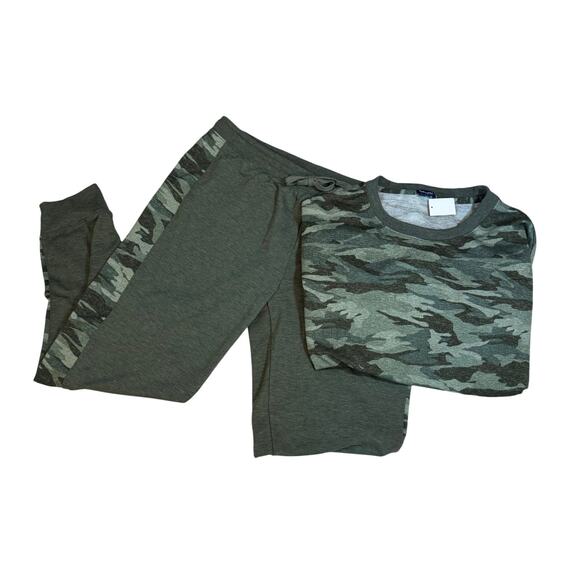 New SPLENDID Heather Camo Pullover Crew Neck Jogger Pajama Set 2-Piece Large - Picture 1 of 13